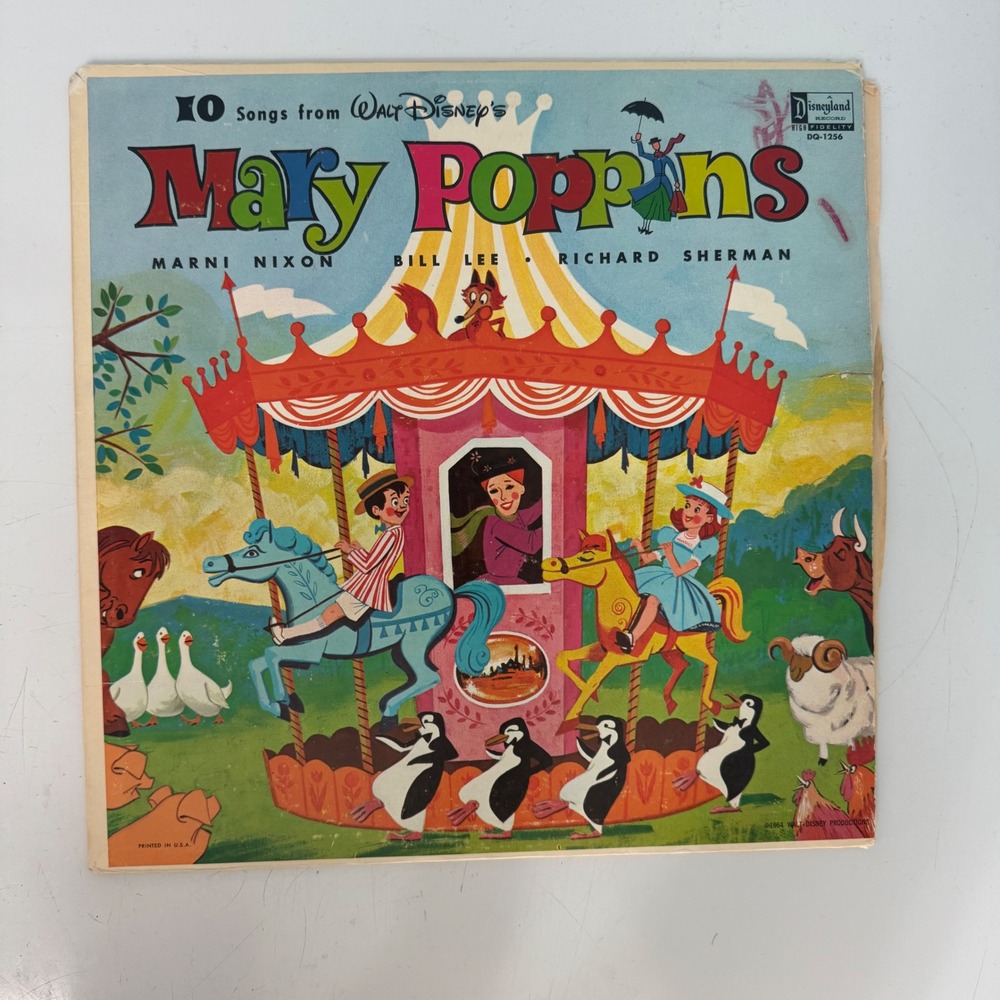 Vintage 1964 Mary Poppins Vinyl Record Disneyland DQ-1256 10 Songs Walt Disney